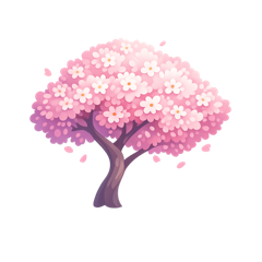 Illustration d'un cerisier en fleurs